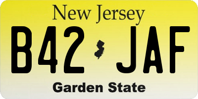 NJ license plate B42JAF