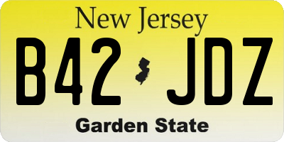 NJ license plate B42JDZ
