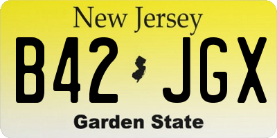 NJ license plate B42JGX