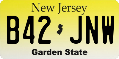 NJ license plate B42JNW