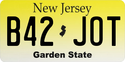 NJ license plate B42JOT
