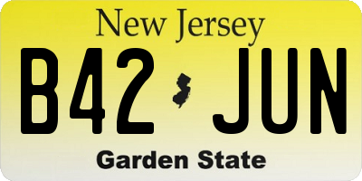 NJ license plate B42JUN