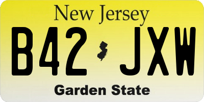 NJ license plate B42JXW