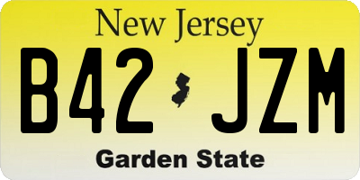 NJ license plate B42JZM