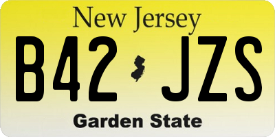 NJ license plate B42JZS
