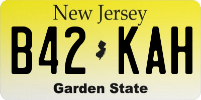 NJ license plate B42KAH