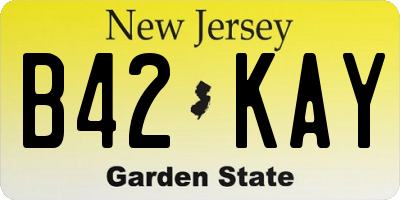 NJ license plate B42KAY