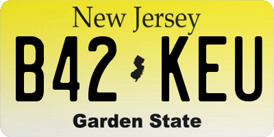 NJ license plate B42KEU
