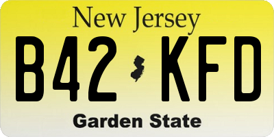 NJ license plate B42KFD