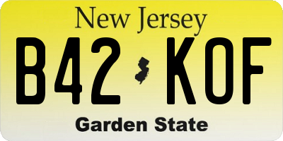 NJ license plate B42KOF