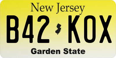 NJ license plate B42KOX