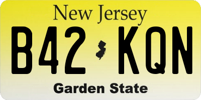 NJ license plate B42KQN