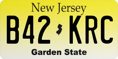 NJ license plate B42KRC