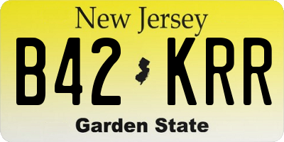 NJ license plate B42KRR