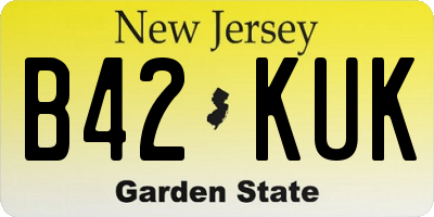 NJ license plate B42KUK