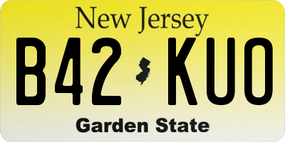 NJ license plate B42KUO