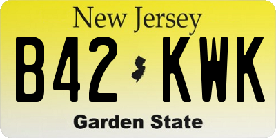 NJ license plate B42KWK