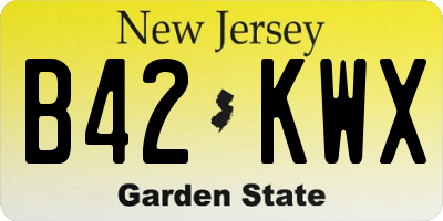 NJ license plate B42KWX