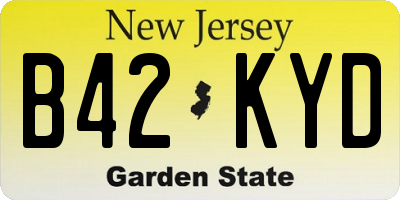NJ license plate B42KYD