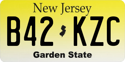 NJ license plate B42KZC
