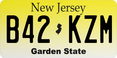 NJ license plate B42KZM
