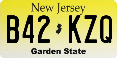 NJ license plate B42KZQ