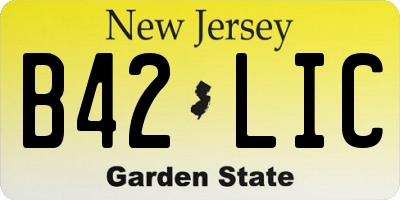 NJ license plate B42LIC