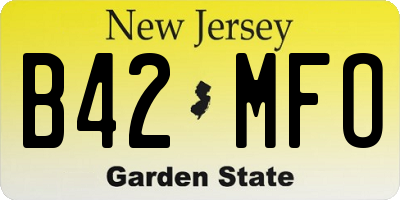 NJ license plate B42MFO