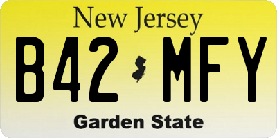 NJ license plate B42MFY