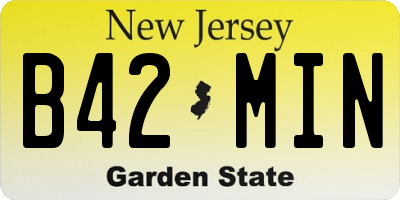 NJ license plate B42MIN