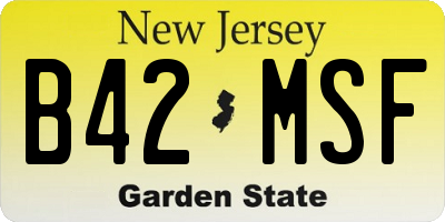 NJ license plate B42MSF
