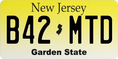 NJ license plate B42MTD