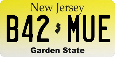 NJ license plate B42MUE