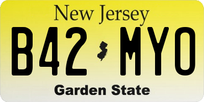 NJ license plate B42MYO