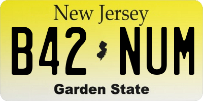 NJ license plate B42NUM