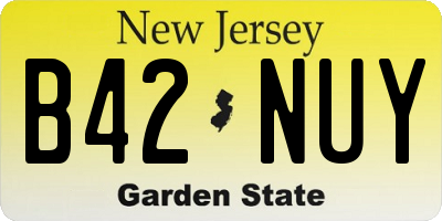 NJ license plate B42NUY