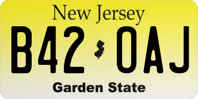 NJ license plate B42OAJ