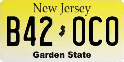 NJ license plate B42OCO