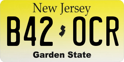 NJ license plate B42OCR