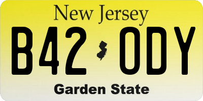 NJ license plate B42ODY