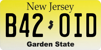 NJ license plate B42OID
