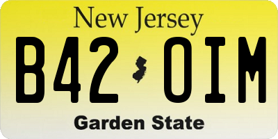 NJ license plate B42OIM