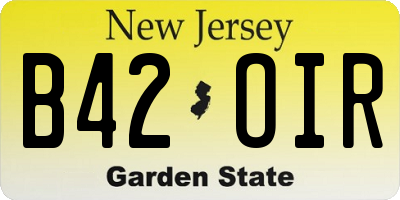 NJ license plate B42OIR