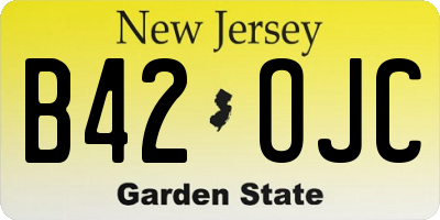 NJ license plate B42OJC