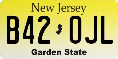 NJ license plate B42OJL