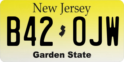 NJ license plate B42OJW