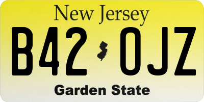 NJ license plate B42OJZ