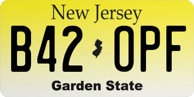 NJ license plate B42OPF