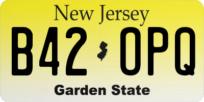 NJ license plate B42OPQ