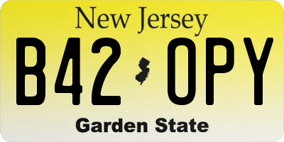 NJ license plate B42OPY